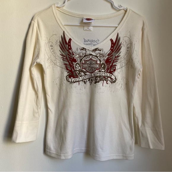 Harley-Davidson Tops - Harley-Davidson Long sleeve V-neck top M